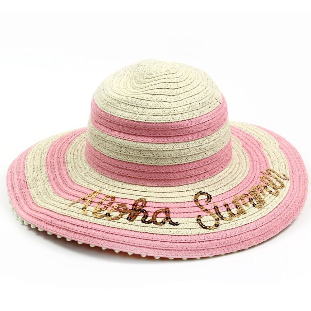 Limited Too Floppy Sun Hat Sequins Pink Girls Tweens Aloha Summer